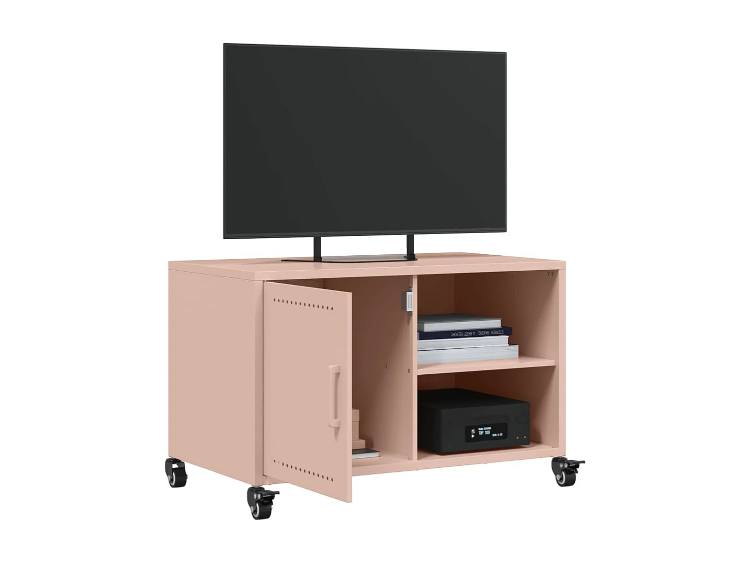 Meuble TV rose 68x39x43,5 cm acier laminé à froid