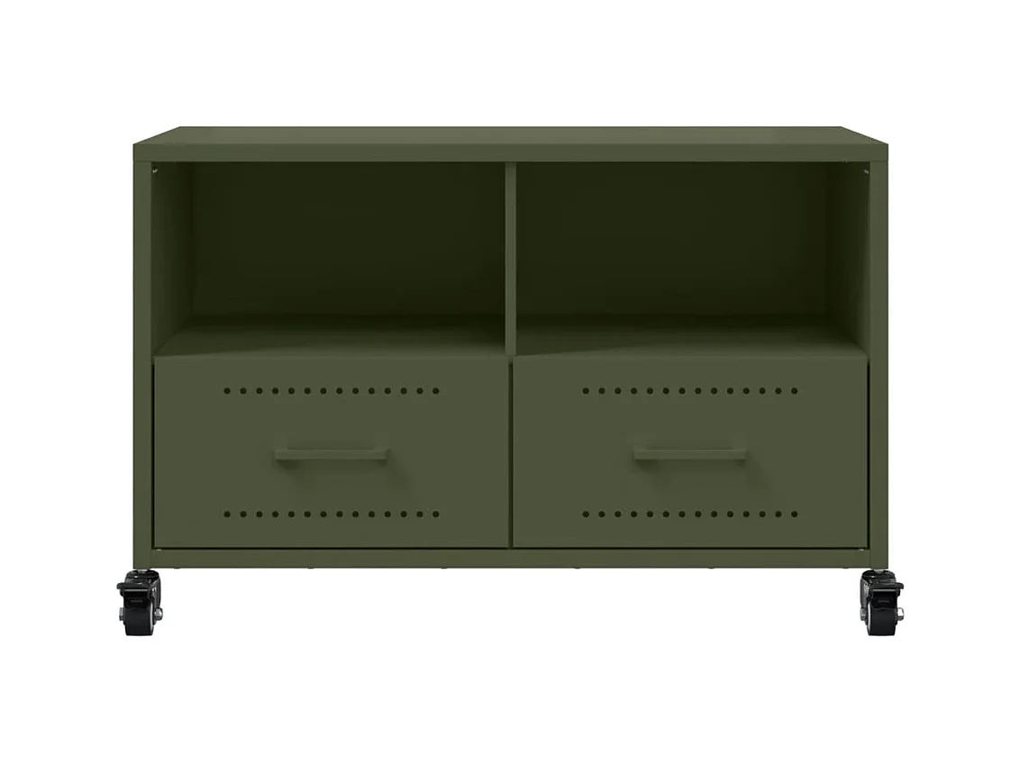 Meuble TV vert olive 68x39x43,5 cm acier laminé à froid