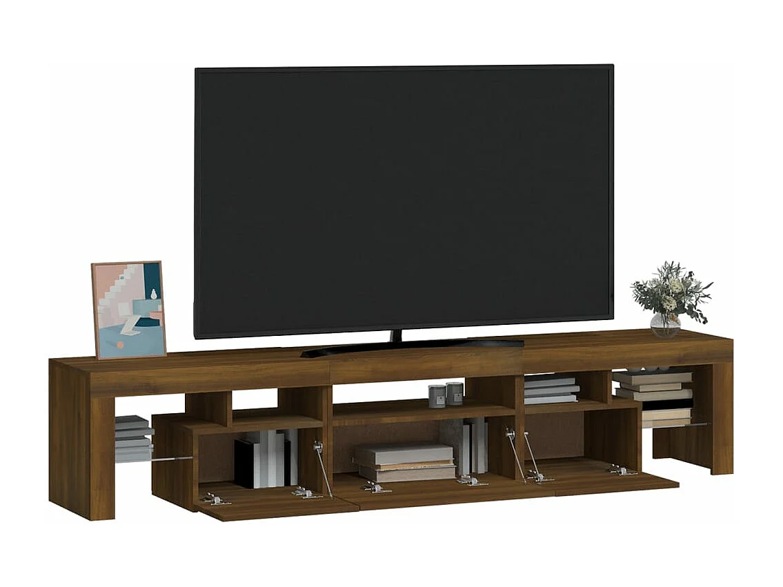 Meuble TV avec lumières LED Chêne marron 200x36,5x40 cm