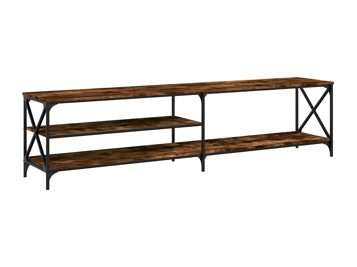 Meuble TV chêne fumé 200x40x50 cm bois d'ingénierie et métal