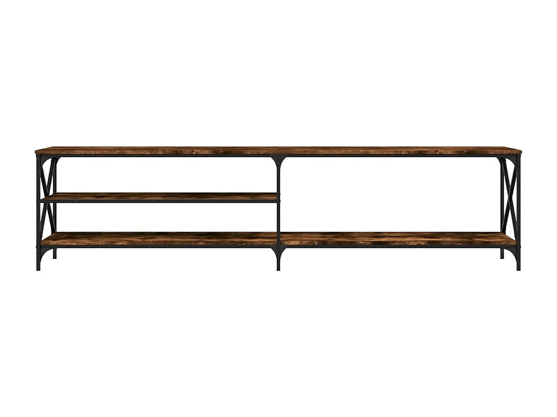 Meuble TV chêne fumé 200x40x50 cm bois d'ingénierie et métal