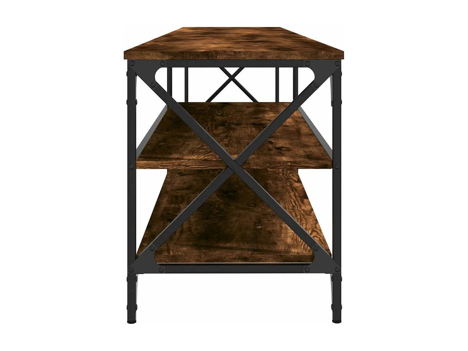 Meuble TV chêne fumé 200x40x50 cm bois d'ingénierie et métal