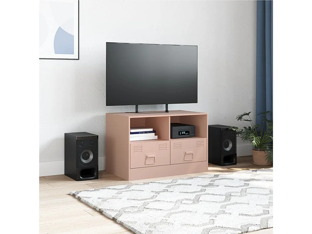 Meuble TV rose 67x39x44 cm acier