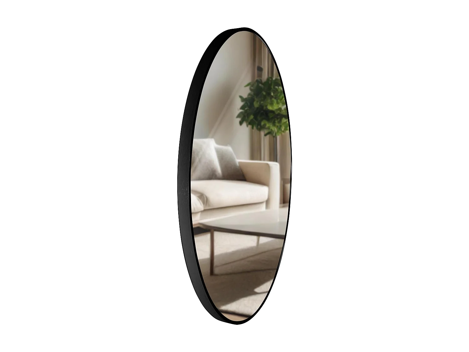 Miroir mural - rond Ø 80 cm - Métal - Noir - Elsie