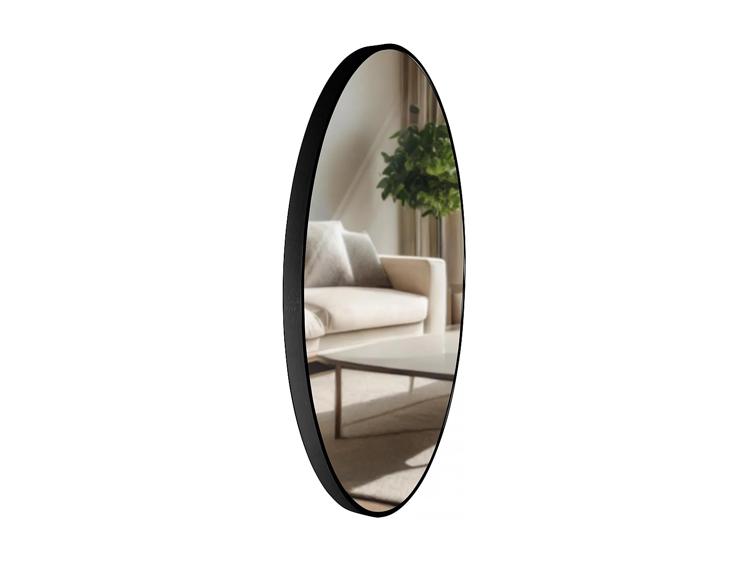 Miroir mural - rond Ø 80 cm - Métal - Noir - Elsie