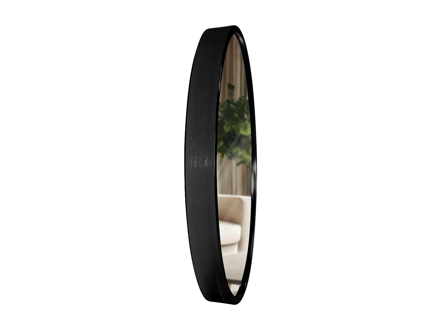 Miroir mural - rond Ø 30 cm - Métal - Noir - Elsie