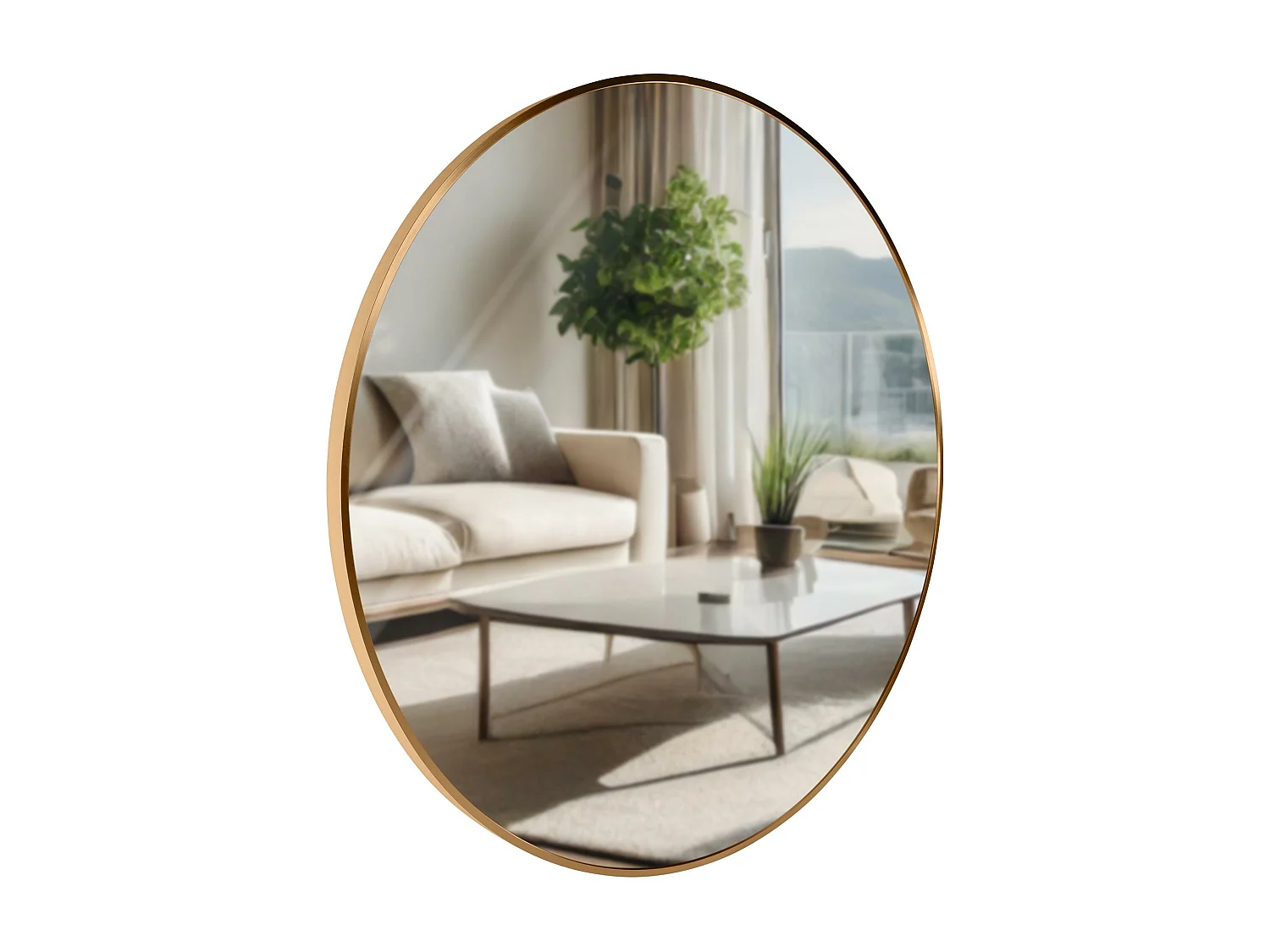Miroir mural - rond Ø 80 cm - Métal - gold matt - Elsie
