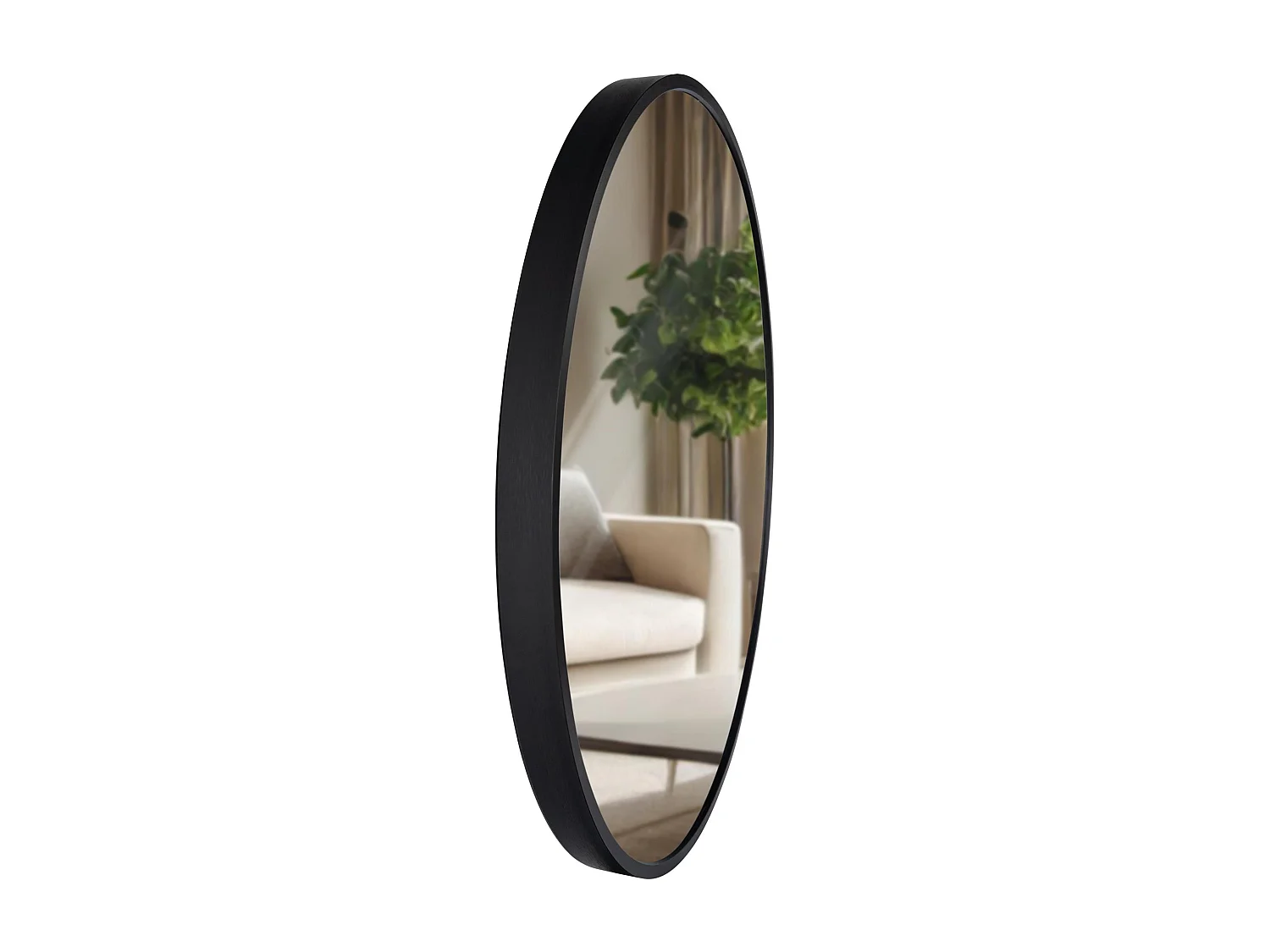 Miroir mural - rond Ø 45 cm - Métal - Noir - Elsie