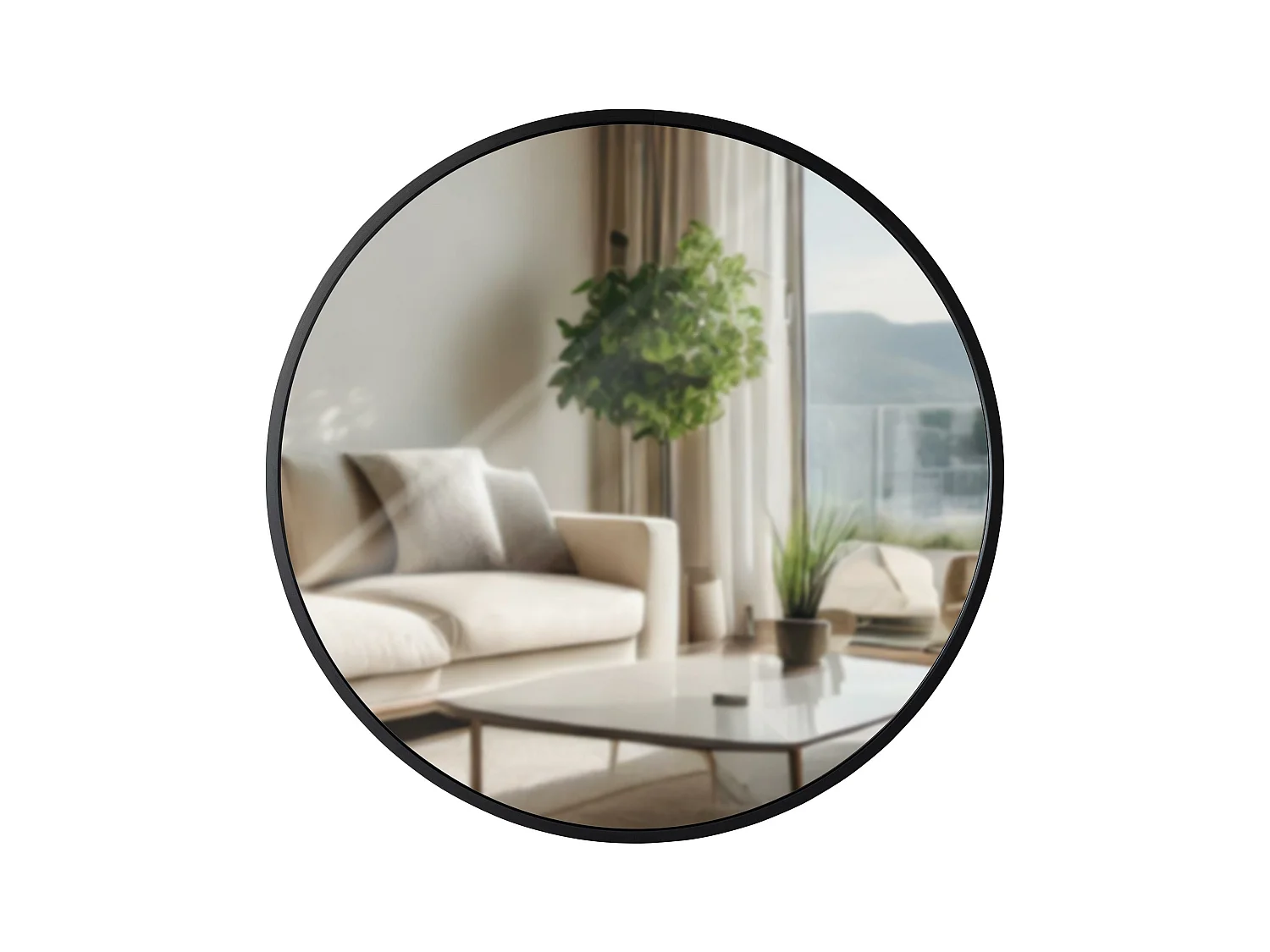 Miroir mural - rond Ø 45 cm - Métal - Noir - Elsie