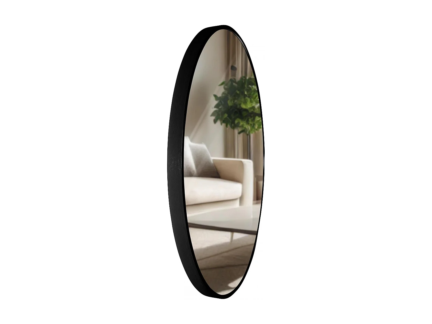 Miroir mural - rond Ø 60 cm - Métal - Noir - Elsie