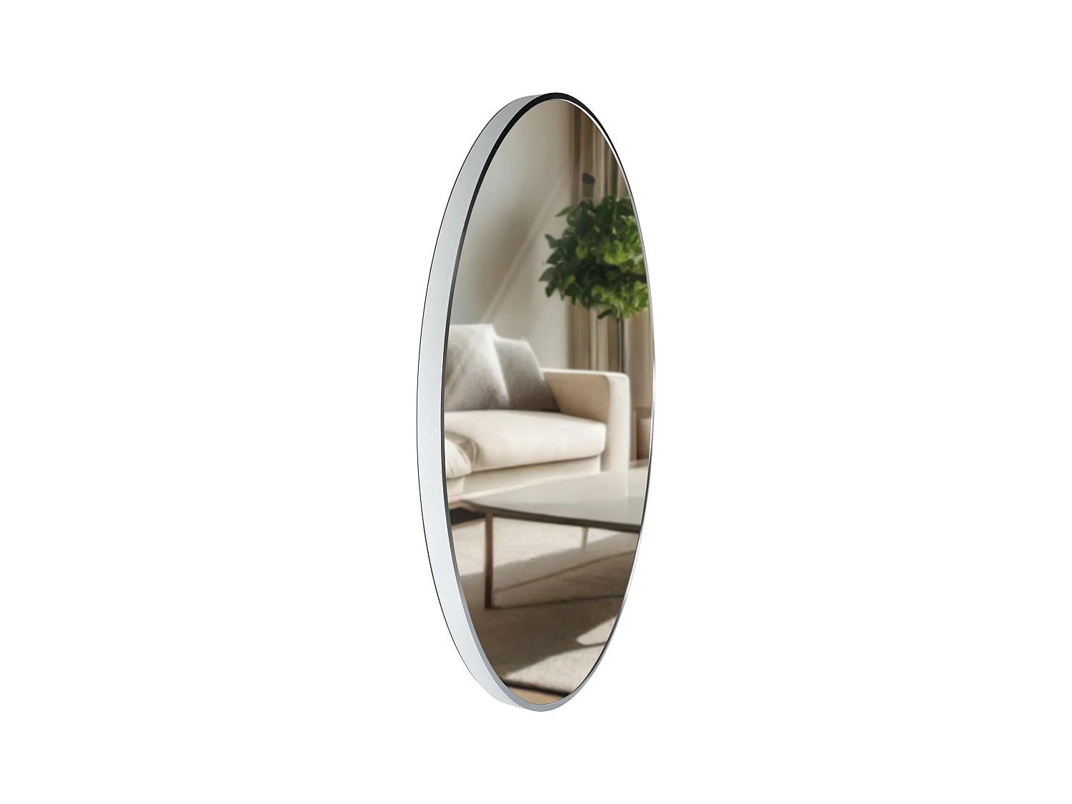 Miroir mural - rond Ø 80 cm - Métal - Argent - Elsie