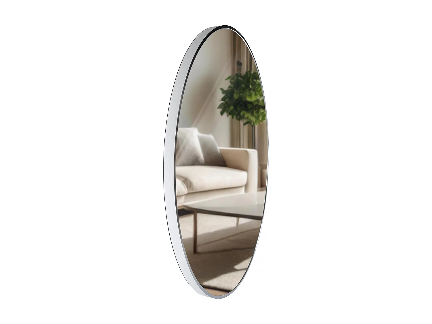 Miroir mural - rond Ø 80 cm - Métal - Argent - Elsie