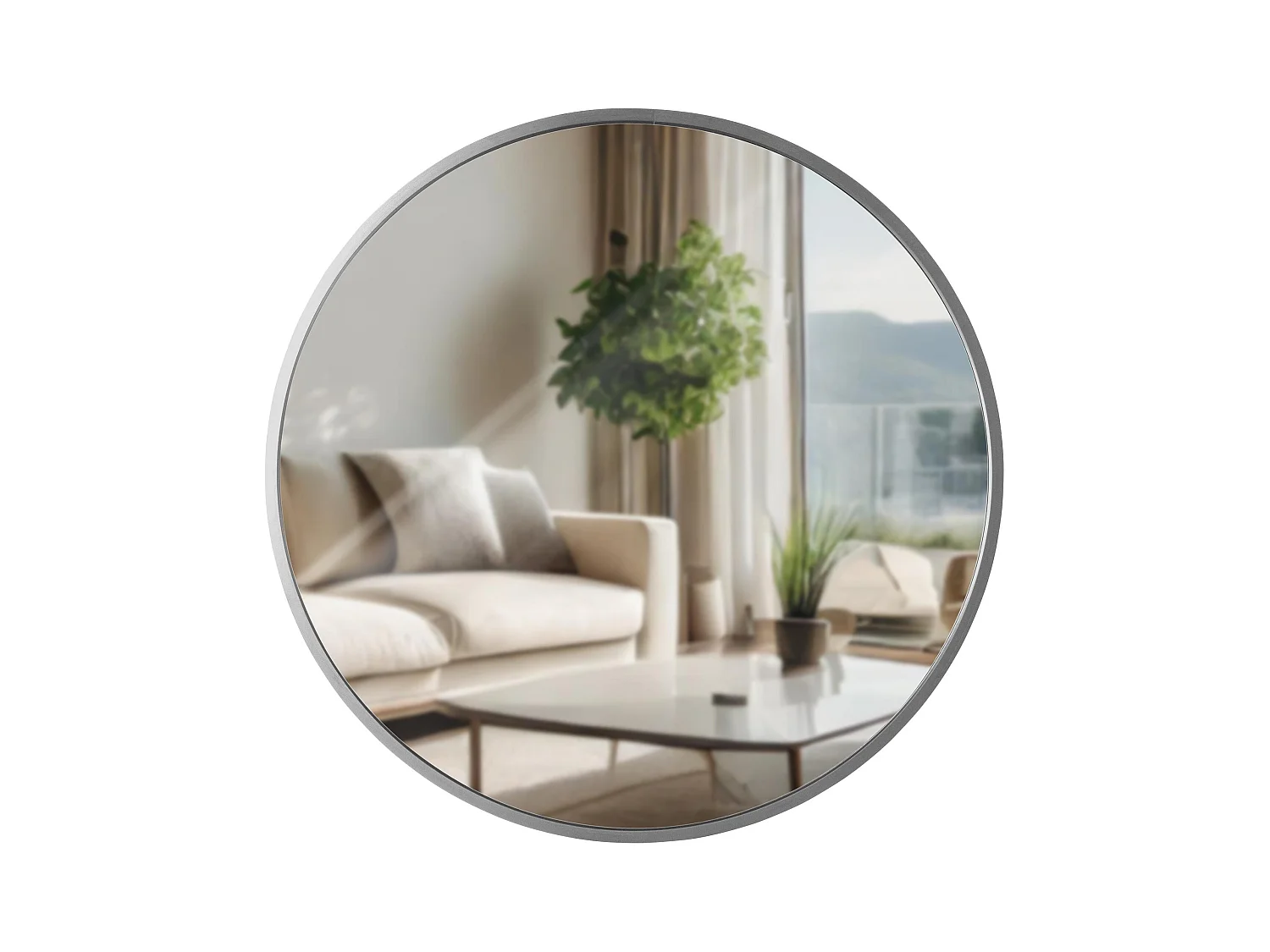 Miroir mural - rond Ø 45 cm - Métal - Argent - Elsie