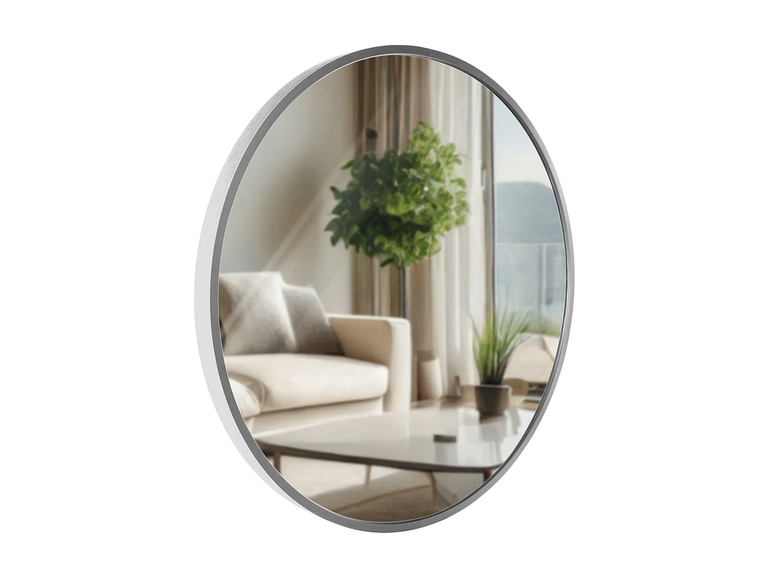 Miroir mural - rond Ø 45 cm - Métal - Argent - Elsie
