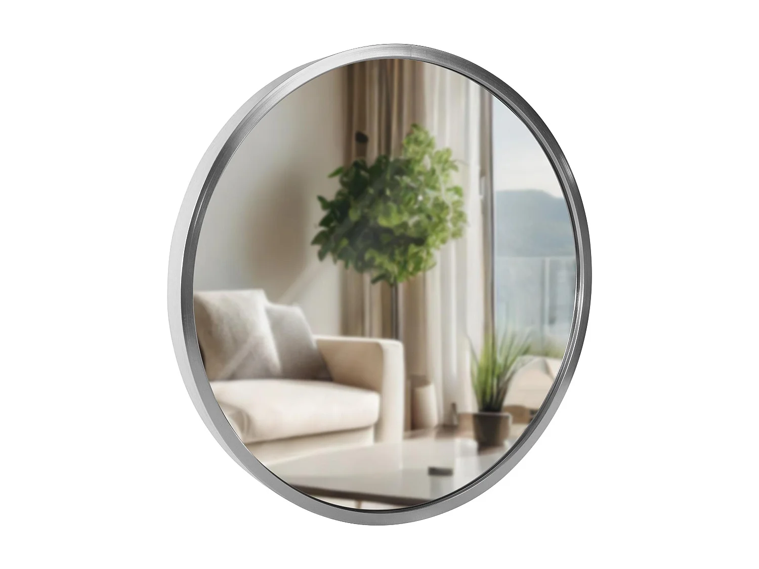 Miroir mural - rond Ø 30 cm - Métal - Argent - Elsie