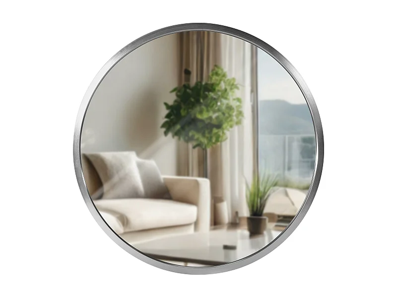 Miroir mural - rond Ø 30 cm - Métal - Argent - Elsie