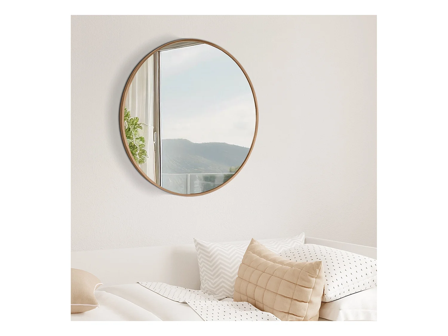 Miroir mural - rond Ø 60 cm - Métal - gold matt - Elsie