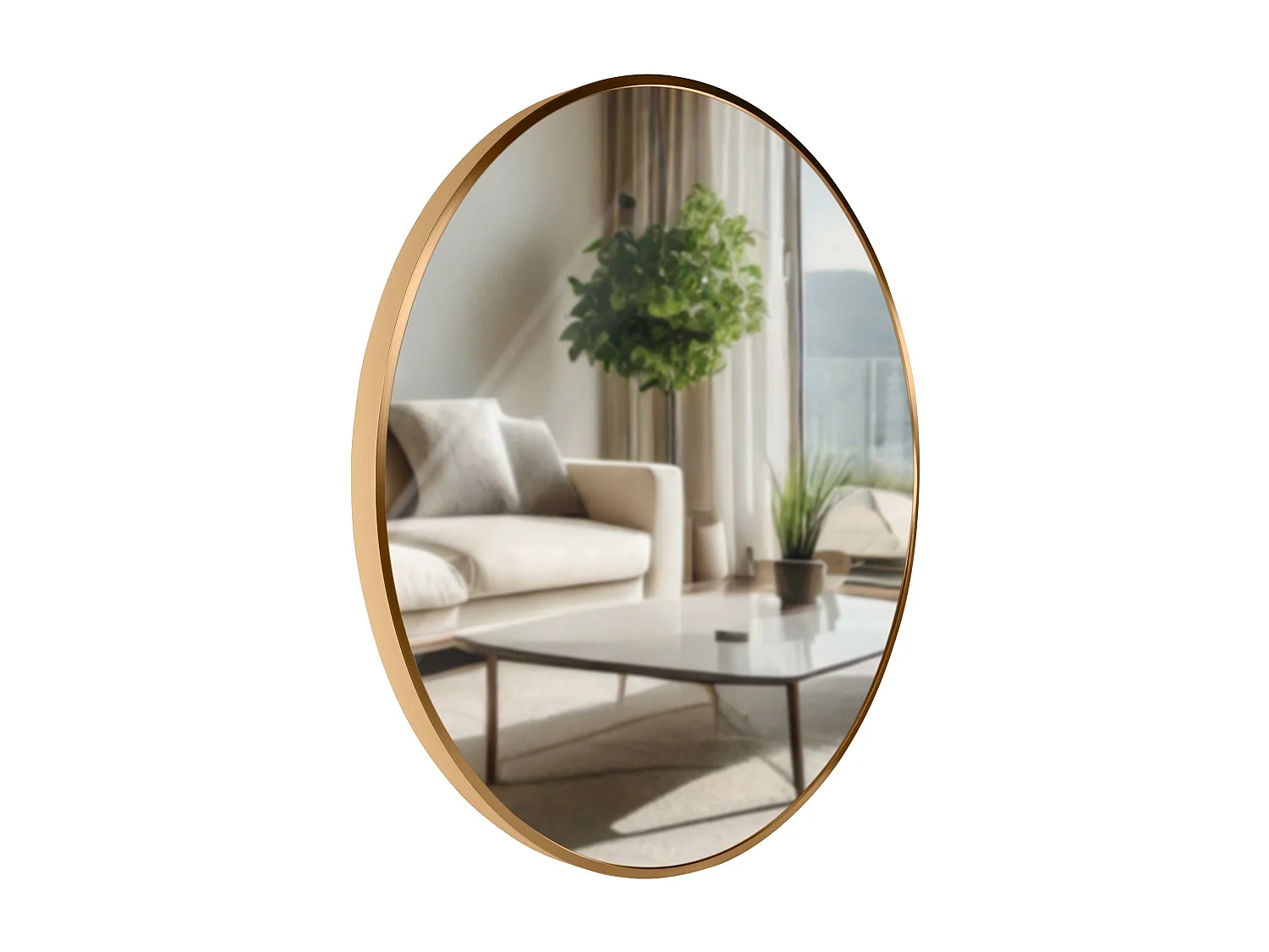 Miroir mural - rond Ø 60 cm - Métal - gold matt - Elsie