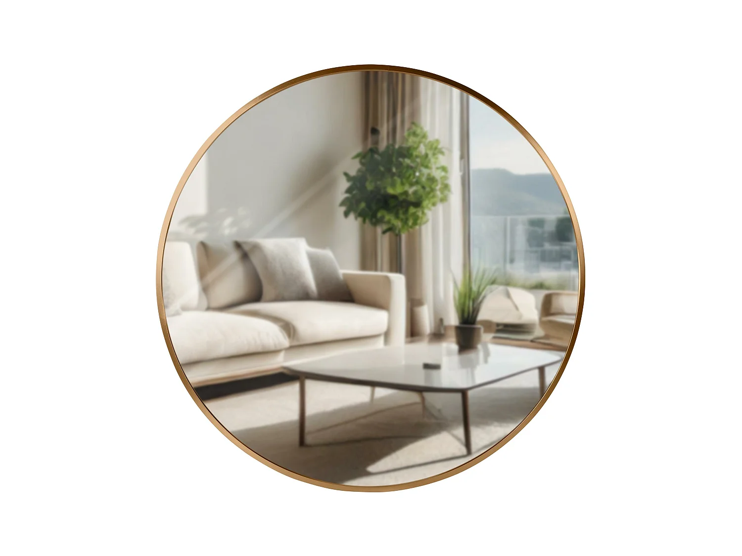 Miroir mural - rond Ø 60 cm - Métal - gold matt - Elsie