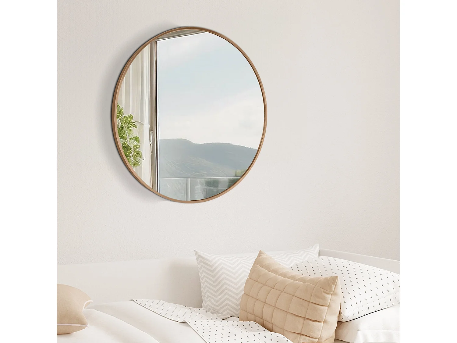Miroir mural - rond Ø 60 cm - Métal - gold matt - Elsie