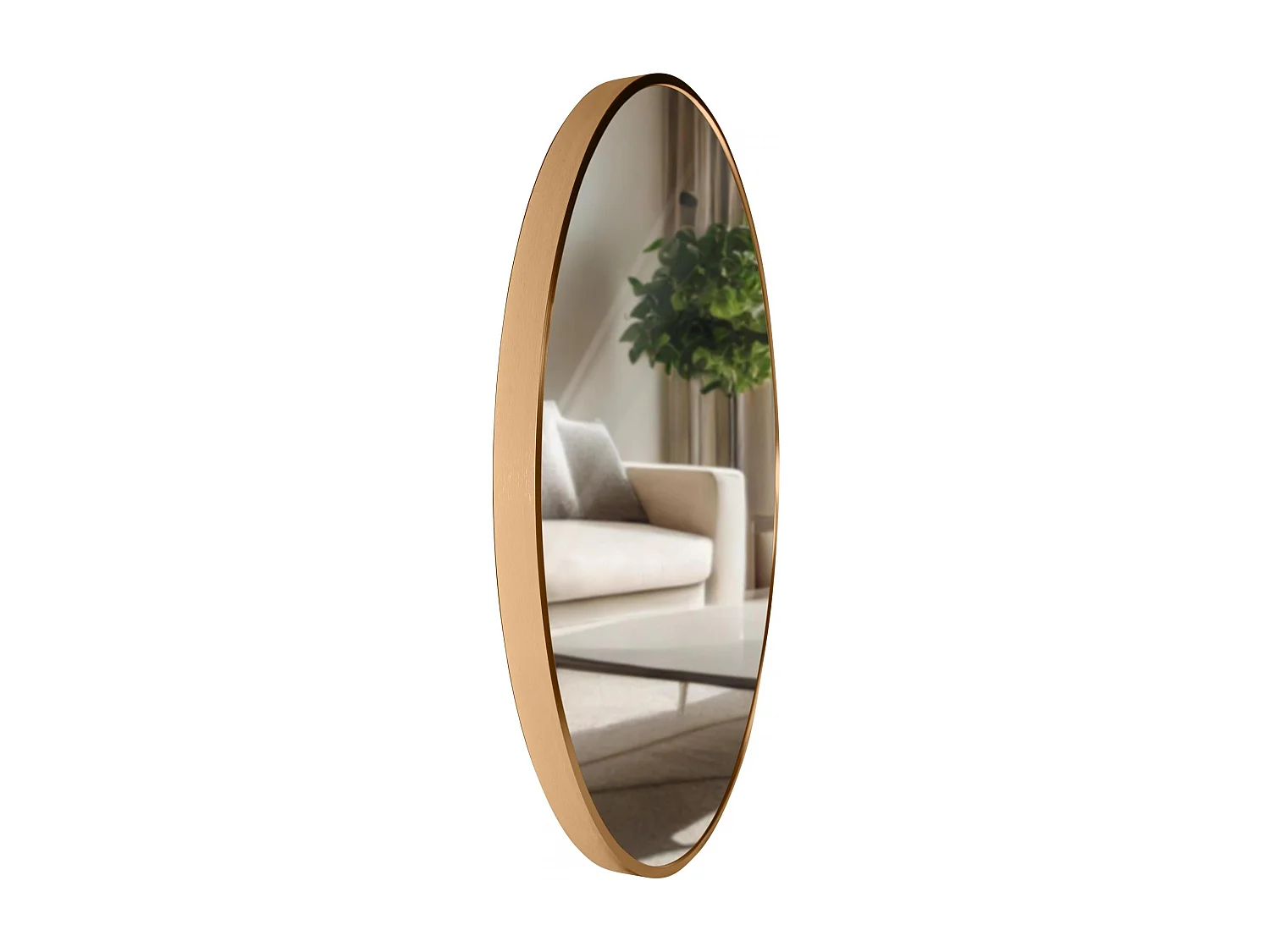 Miroir mural - rond Ø 60 cm - Métal - Or mat - Elsie