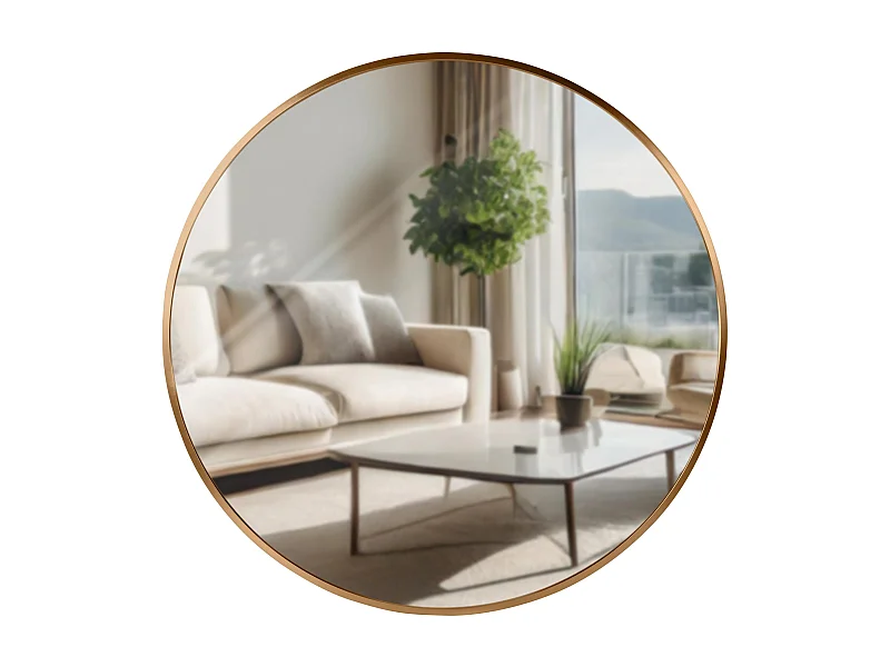 Miroir mural - rond Ø 60 cm - Métal - Or mat - Elsie