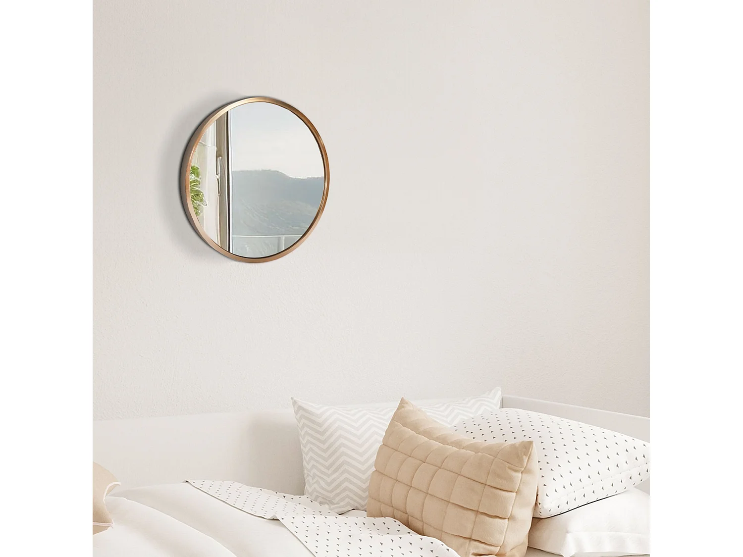 Miroir mural - rond Ø 30 cm - Métal - gold matt - Elsie