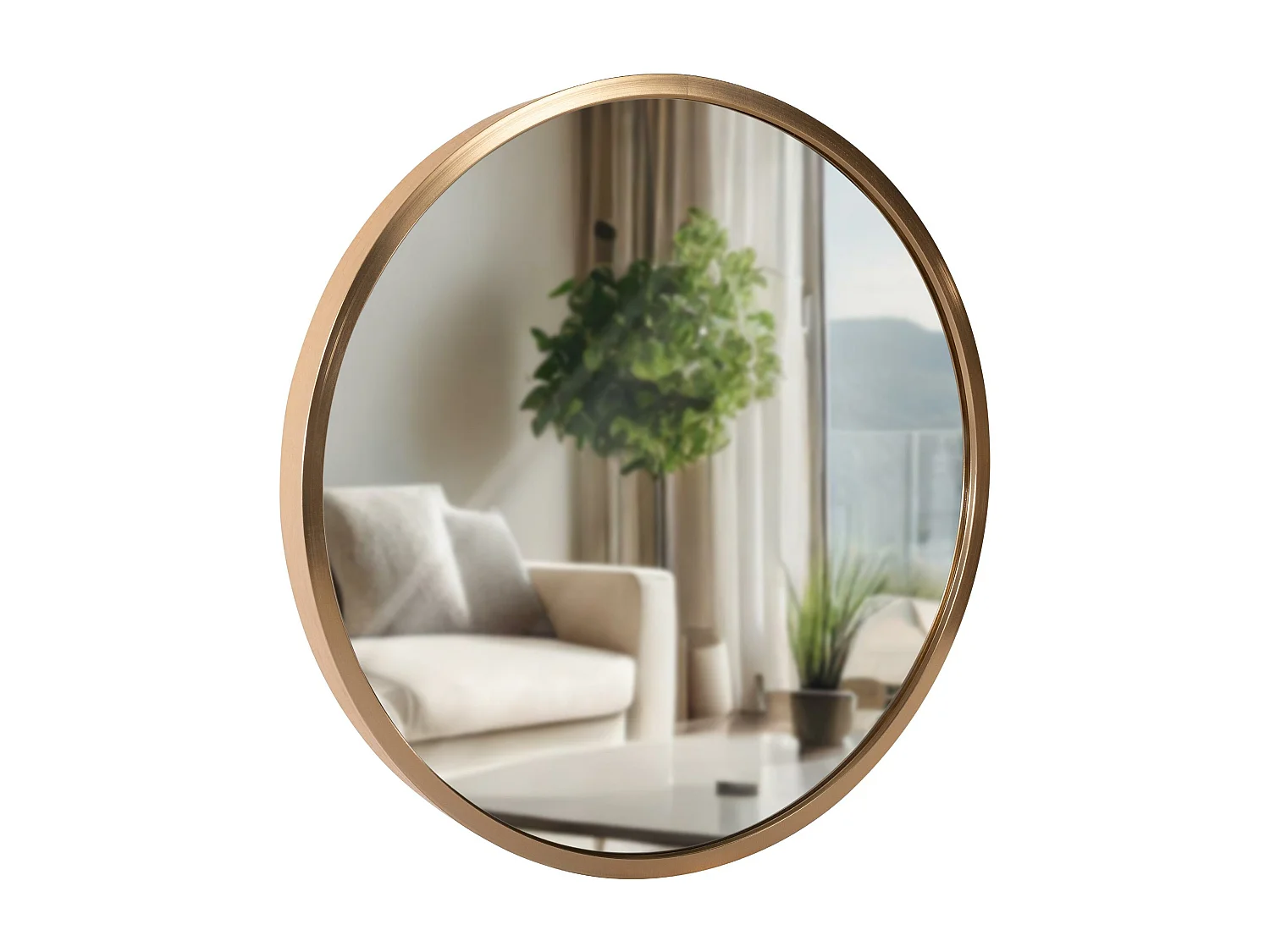 Miroir mural - rond Ø 30 cm - Métal - gold matt - Elsie