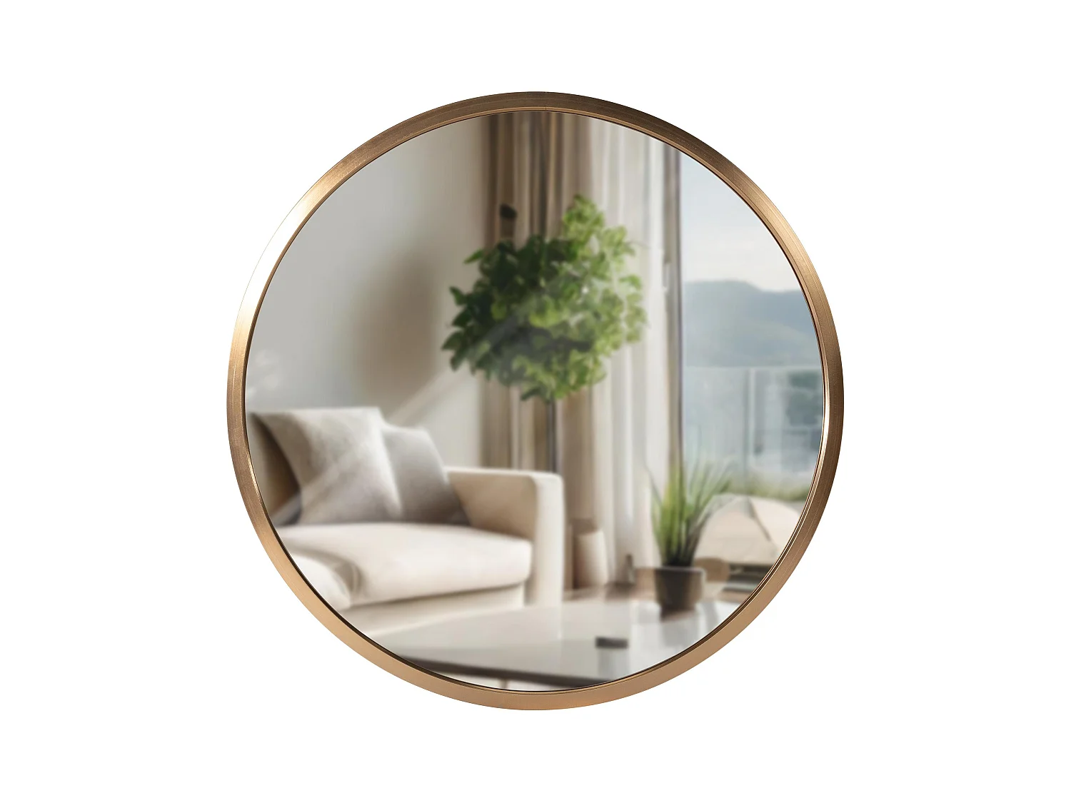 Miroir mural - rond Ø 30 cm - Métal - gold matt - Elsie