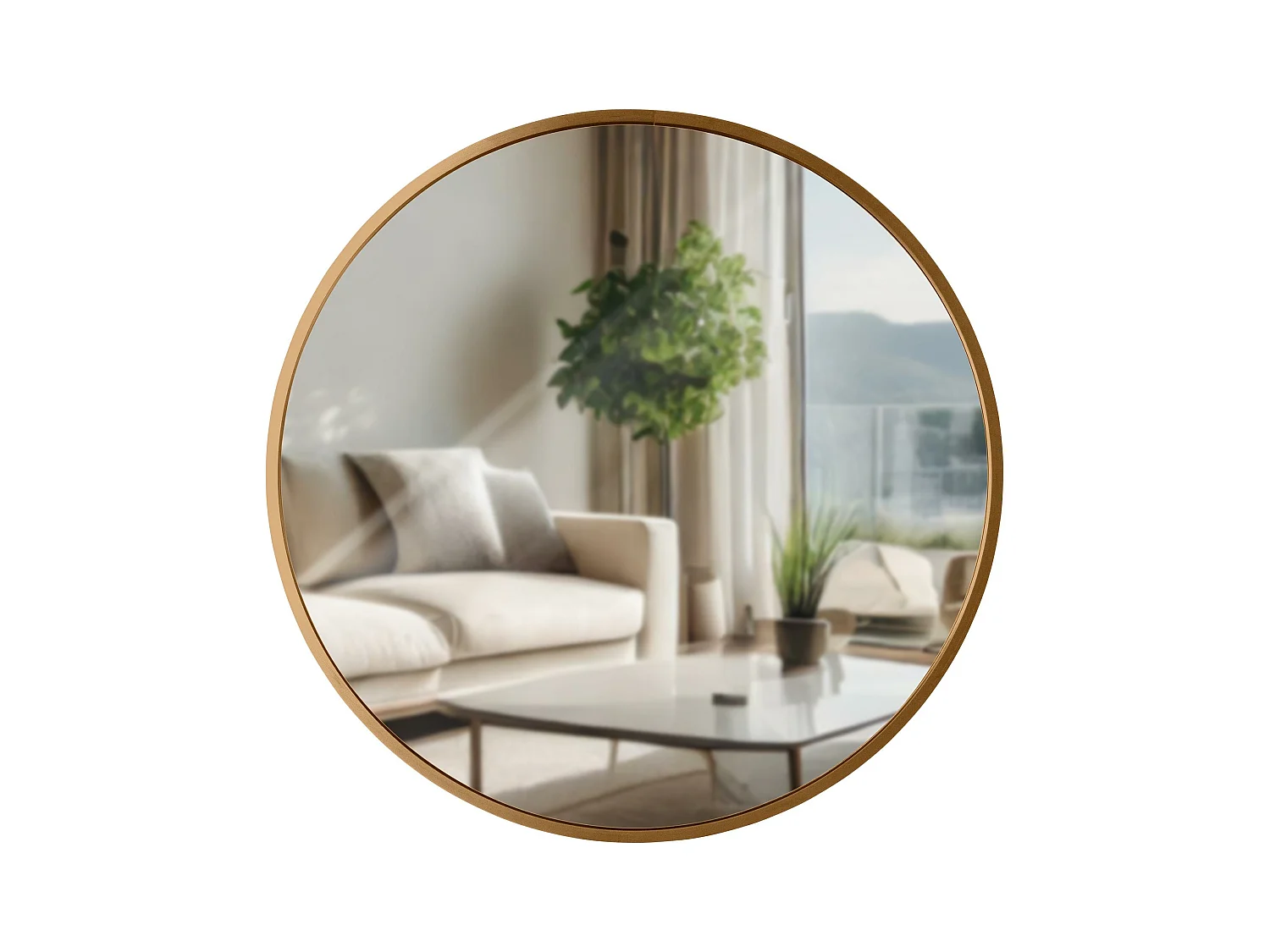 Miroir mural - rond Ø 45 cm - Métal - gold matt - Elsie