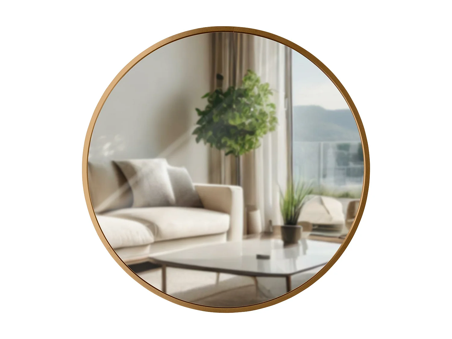 Miroir mural - rond Ø 45 cm - Métal - gold matt - Elsie