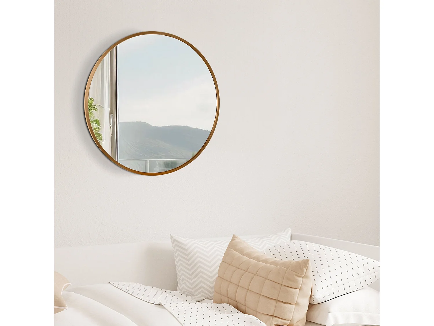 Miroir mural - rond Ø 45 cm - Métal - gold matt - Elsie