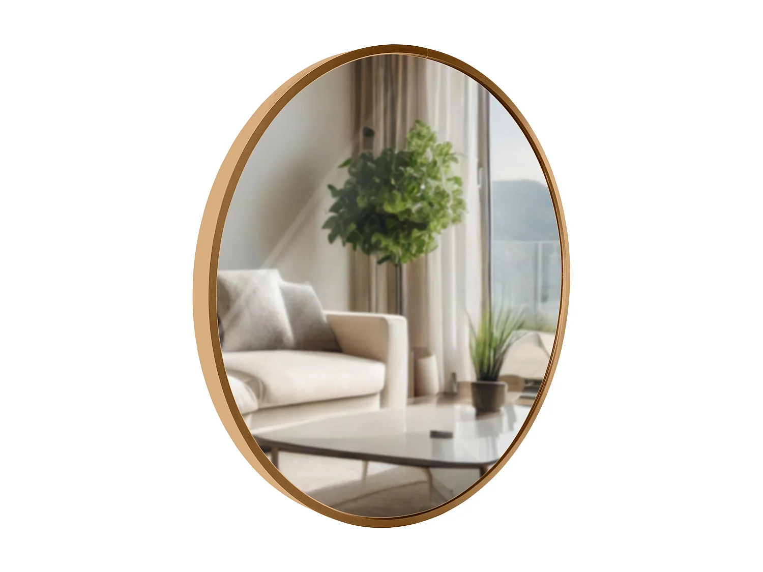 Miroir mural - rond Ø 45 cm - Métal - gold matt - Elsie