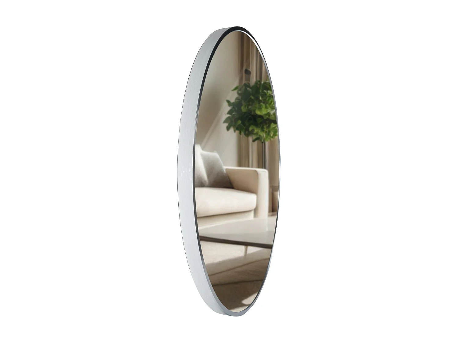 Miroir mural - rond Ø 60 cm - Métal - Argent - Elsie