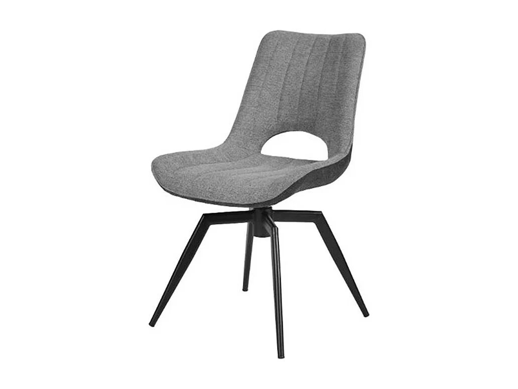 Chaise tissu gris rotative pieds métal noir Stenson