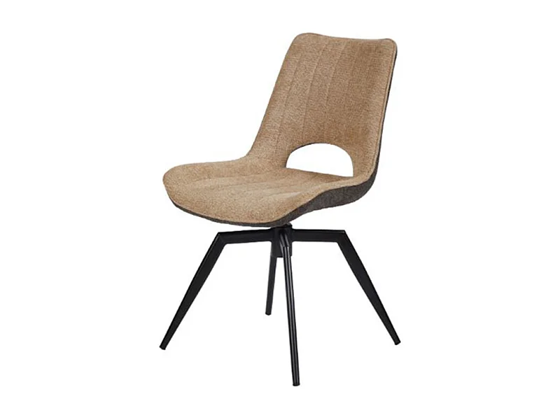 Chaise tissu beige rotative pieds métal noir Stenson