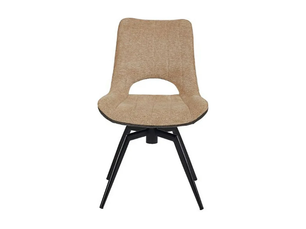 Chaise tissu beige rotative pieds métal noir Stenson