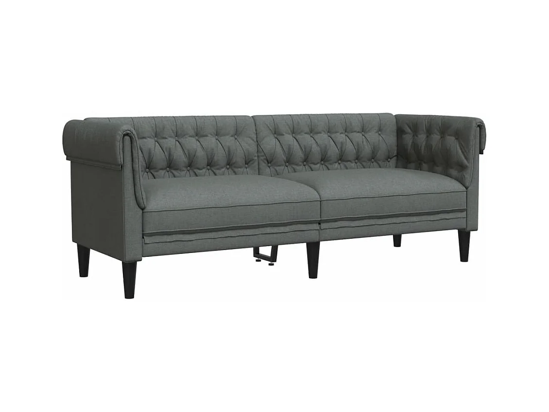 Canapé Chesterfield 3 places gris foncé tissu