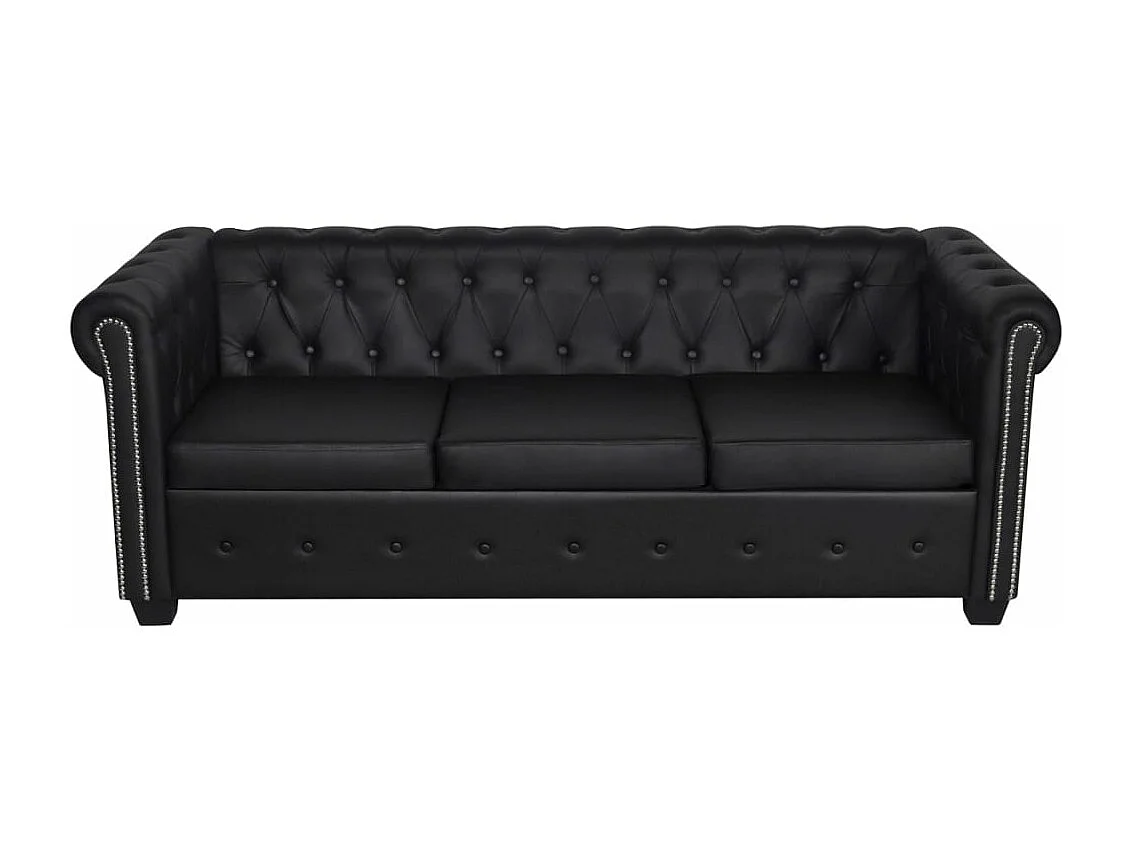 Driezitsbank Chesterfield-stijl kunstleer zwart