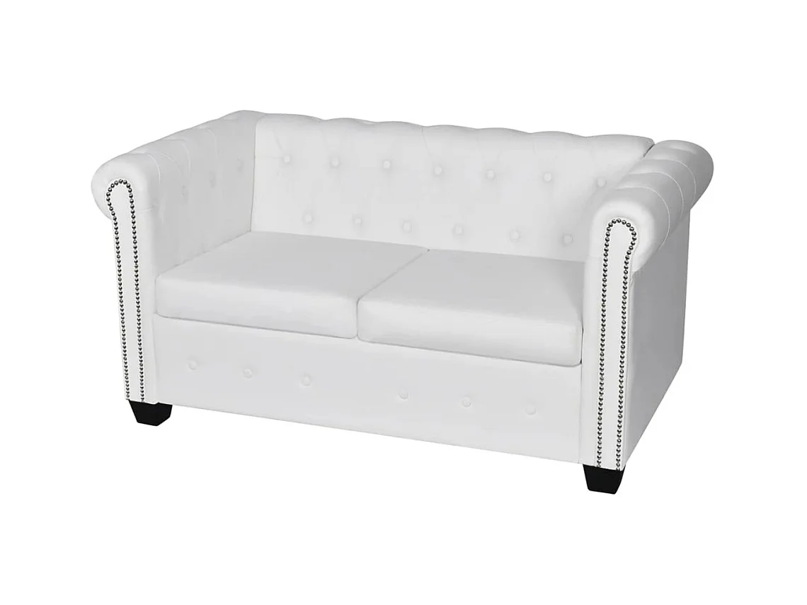 Canapé Chesterfield à 2 places cuir synthétique blanc