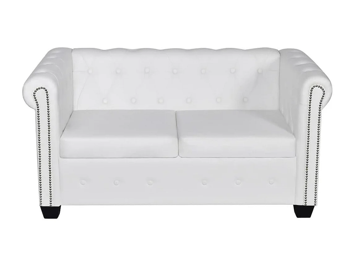 Tweezitsbank Chesterfield-stijl kunstleer wit
