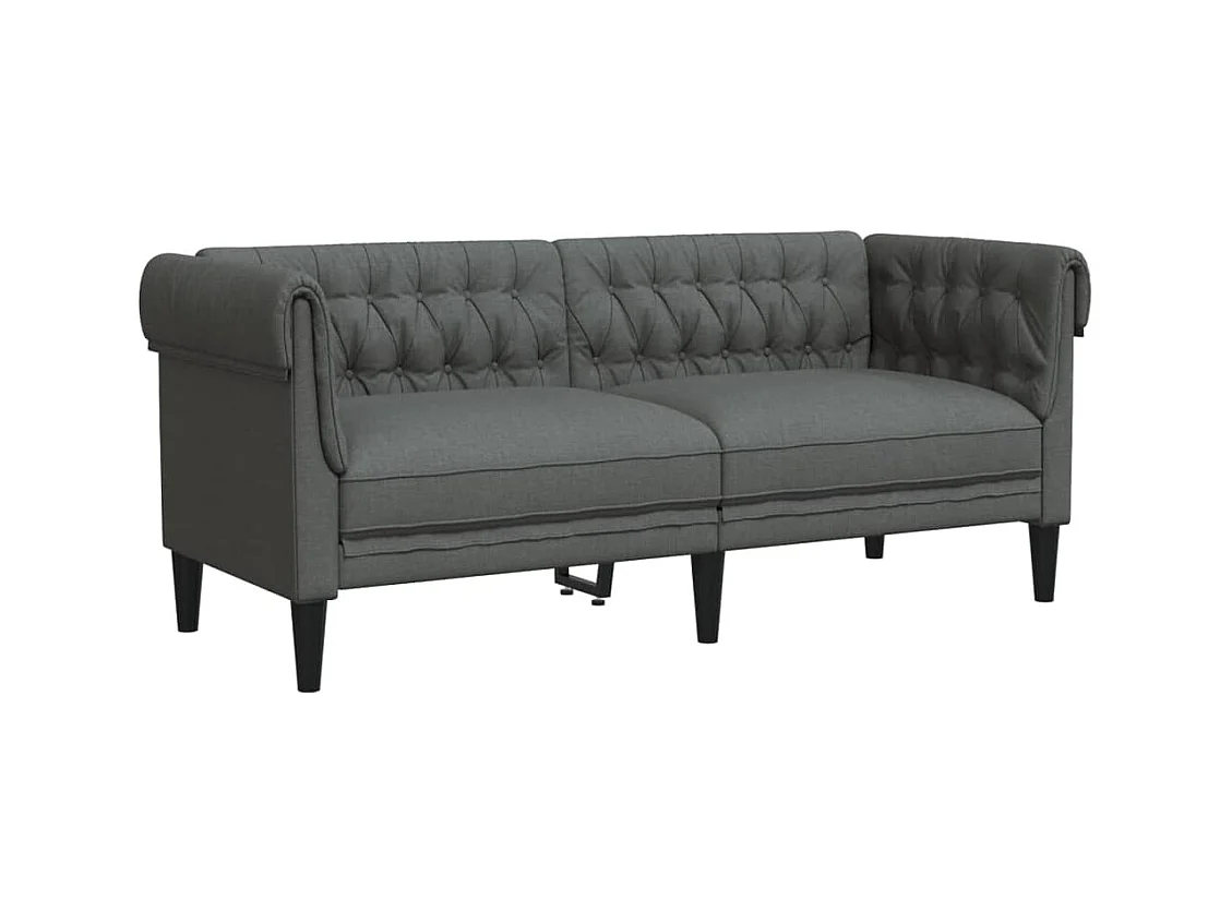 Canapé Chesterfield 2 places gris foncé tissu