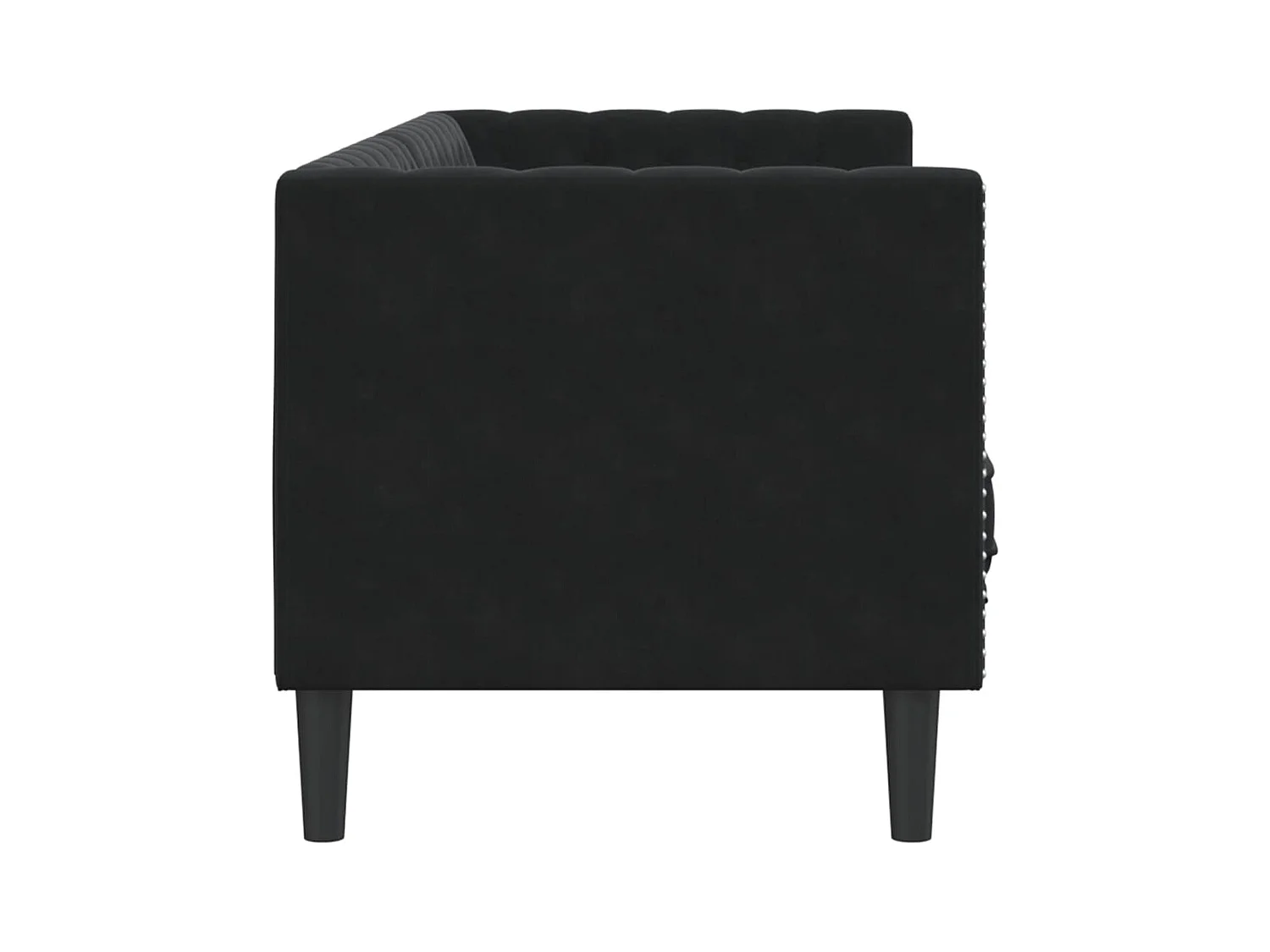 Canapé Chesterfield avec traversins 3 places noir velours