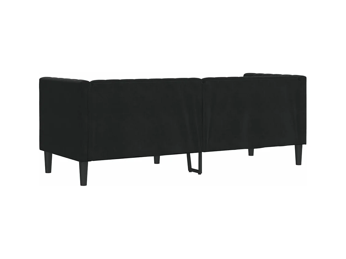 Canapé Chesterfield avec traversins 3 places noir velours