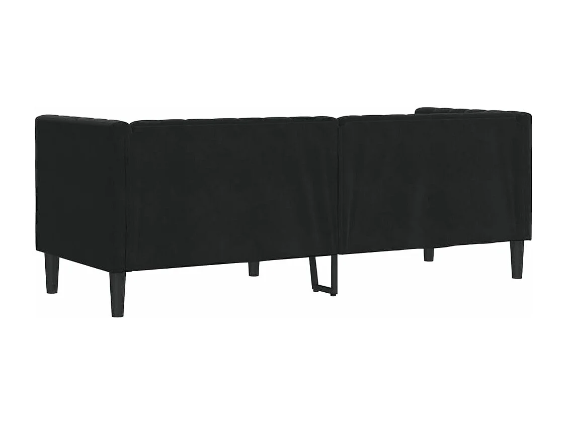 Canapé Chesterfield avec traversins 3 places noir velours