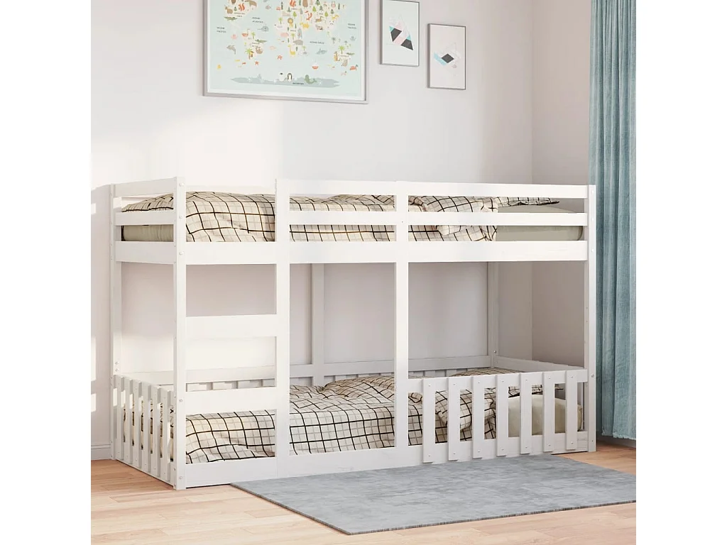 Stapelbed massief grenenhout wit 80x200 cm