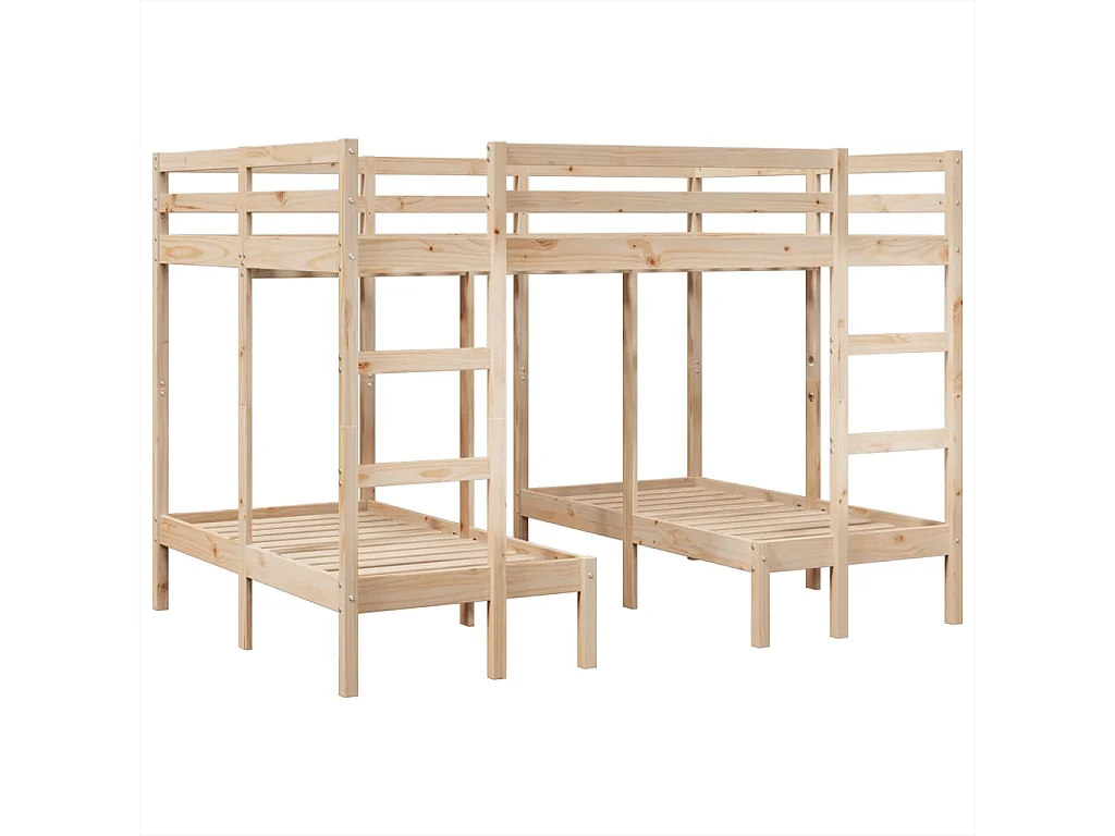 Estructura de litera triple madera de pino 140x200/70x140 cm