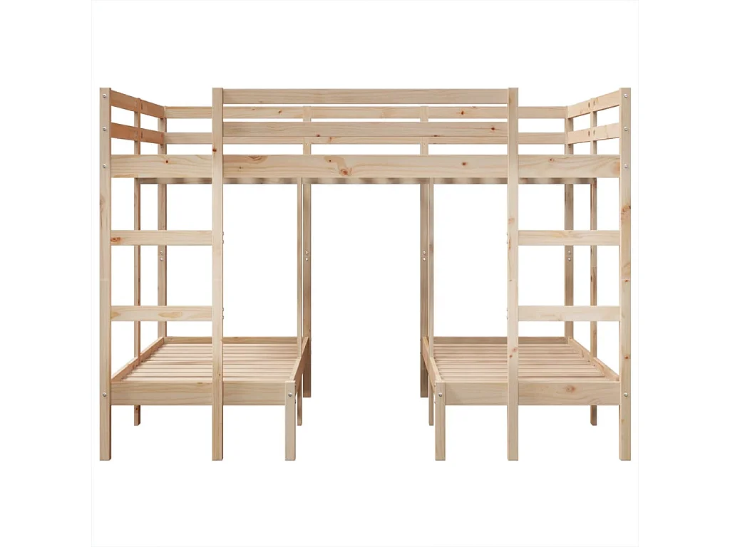Estructura de litera triple madera de pino 140x200/70x140 cm