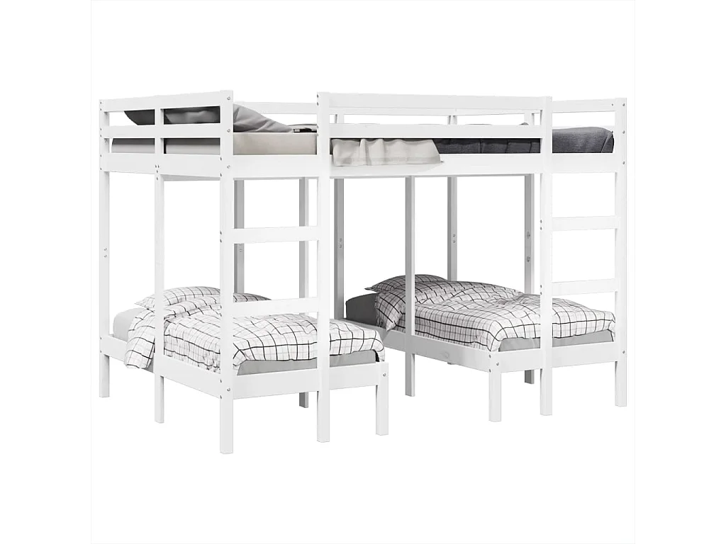 Stapelbed 3-voudig grenenhout wit 140x200/70x140 cm