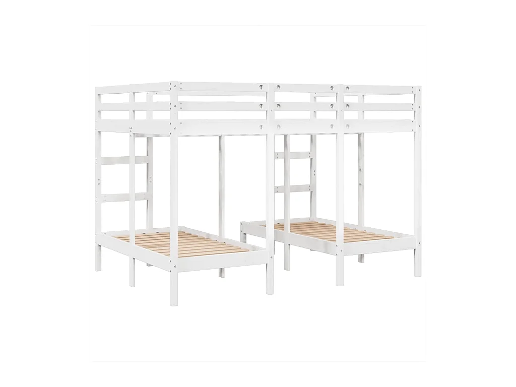 Stapelbed 3-voudig grenenhout wit 140x200/70x140 cm